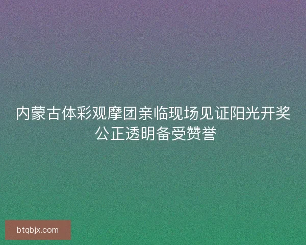 内蒙古体彩观摩团亲临现场见证阳光开奖 公正透明备受赞誉