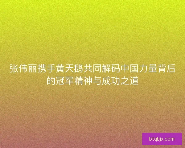 张伟丽携手黄天鹅共同解码中国力量背后的冠军精神与成功之道